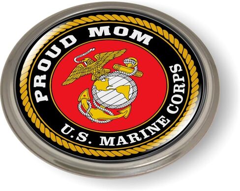 BestLicensePlateFrames - U. S. Marine Corps Proud Mom، USMC 3D Domed CAR Emblem Badge ملصق كروم معدني - منتج رسمي مرخص من قوات مشاة البحرية الأمريكية in Saudi Arabia