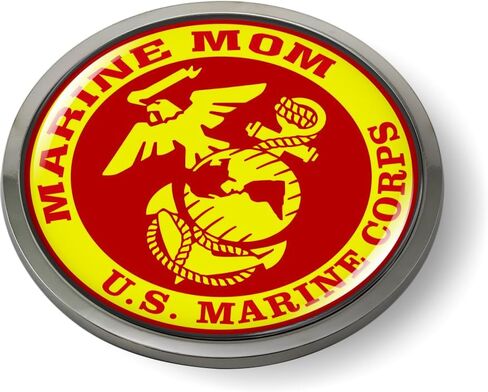 BestLicensePlateFrames - U. S. Marine Corps Proud Mom، USMC 3D Domed CAR Emblem Badge ملصق كروم معدني - منتج رسمي مرخص من قوات مشاة البحرية الأمريكية in Kuwait