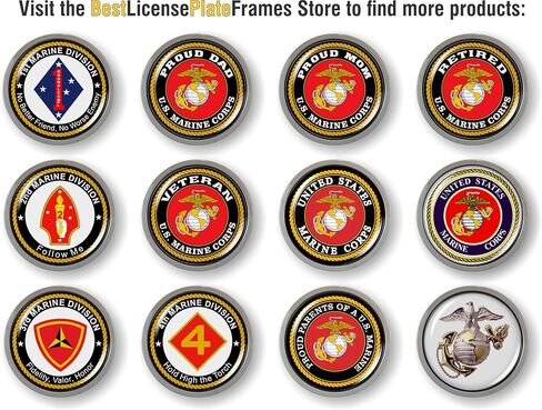 BestLicensePlateFrames - U. S. Marine Corps Proud Mom، USMC 3D Domed CAR Emblem Badge ملصق كروم معدني - منتج رسمي مرخص من قوات مشاة البحرية الأمريكية in Kuwait
