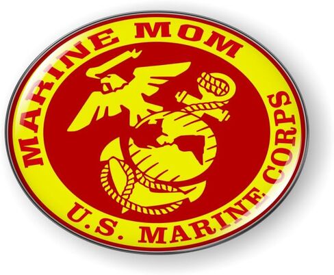 BestLicensePlateFrames - U. S. Marine Corps Proud Mom، USMC 3D Domed CAR Emblem Badge ملصق كروم معدني - منتج رسمي مرخص من قوات مشاة البحرية الأمريكية in Kuwait