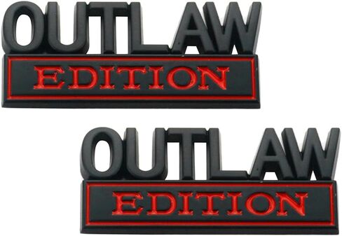 قطعتان من ملصقات شارة Outlaw Edition Emblem ثلاثية الأبعاد مع شريط مزدوج للسيارات والشاحنات والدراجات النارية والقوارب (أسود وأحمر) in Saudi Arabia