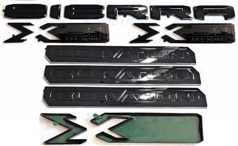 6Pc Elevation Sierra Bed X31 Emblem Door Tailgate 3DBadge Nameplate Replacement for 2019-2023 Gen Sierra 1500 (Overlay Emblem Gloss Black) in Saudi Arabia
