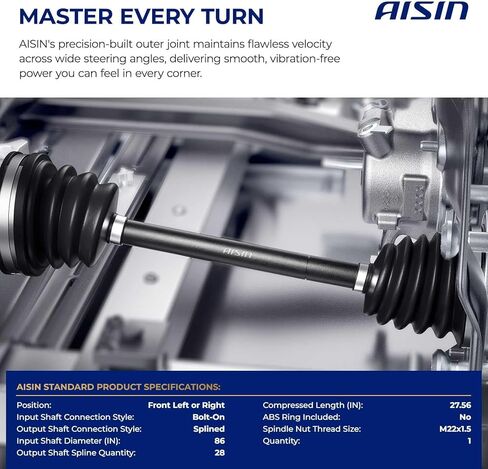 AISIN CVAVG-02583 Front Driver or Passenger CV Axle Shaft Assembly - Compatible with Porsche 911 2007-2012 - Automatic Transmission in Saudi Arabia