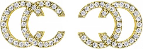 Double C Earrings for Women | Designer Earrings Chic Letter Design Stud Earrings | Lovely Gift - Gold in Kuwait