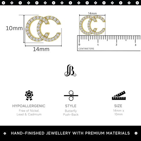 Double C Earrings for Women | Designer Earrings Chic Letter Design Stud Earrings | Lovely Gift - Gold in Kuwait