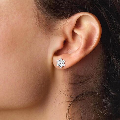 Moissanite Stud Earrings, 1.29Ct, D Color, VVS1 S925 Sterling Silver Moissanite Flower Stud Earrings, Flower Cluster Earrings, Valentines Anniversary Birthday Mothers Day Jewelry Gifts for Women in Saudi Arabia