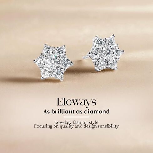 Moissanite Stud Earrings, 1.29Ct, D Color, VVS1 S925 Sterling Silver Moissanite Flower Stud Earrings, Flower Cluster Earrings, Valentines Anniversary Birthday Mothers Day Jewelry Gifts for Women in Saudi Arabia