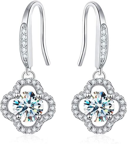 2CT Moissanite Earrings 18K White Gold Plated D Color Top Grade Cut Diamond With GRA Certification 925 Sterling Silver Ideal Gift for Women Valentines, Mothers Day, Christmas, and Birthdays in Saudi Arabia