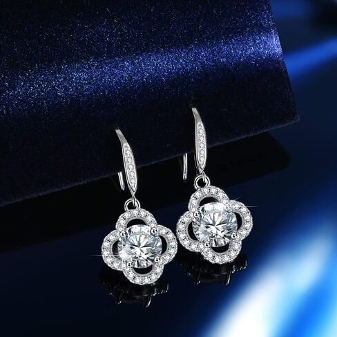 2CT Moissanite Earrings 18K White Gold Plated D Color Top Grade Cut Diamond With GRA Certification 925 Sterling Silver Ideal Gift for Women Valentines, Mothers Day, Christmas, and Birthdays in Saudi Arabia