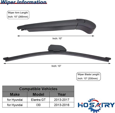 مجموعة شفرات ذراع الممسحة الخلفية لسيارة Hyundai Elantra GT 2013-2017، لسيارة Hyundai I30 2013-2016 مجموعة شفرات ذراع ممسحة الزجاج الأمامي الخلفية 98850 A5000 98811A5000 in Saudi Arabia