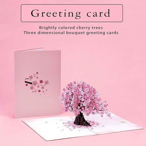 3D Pop-Up Cherry Blossom Greeting Card with Envelope - Perfect for Valentine's, Birthdays, Anniversaries, Mother's Day & Wedding Thank You Notes in Saudi Arabia