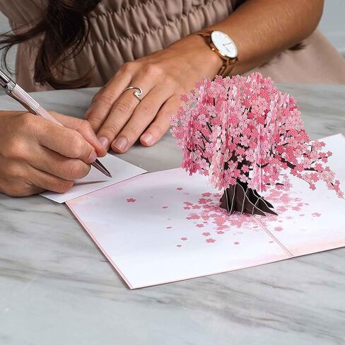3D Pop-Up Cherry Blossom Greeting Card with Envelope - Perfect for Valentine's, Birthdays, Anniversaries, Mother's Day & Wedding Thank You Notes in Saudi Arabia