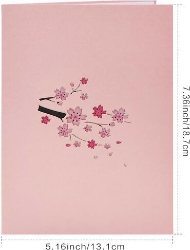 3D Pop-Up Cherry Blossom Greeting Card with Envelope - Perfect for Valentine's, Birthdays, Anniversaries, Mother's Day & Wedding Thank You Notes in Saudi Arabia