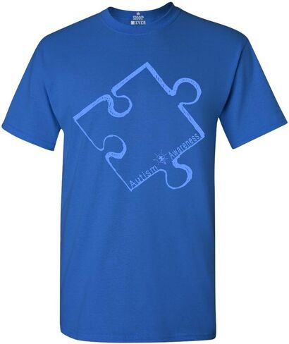 shop4ever Blue Puzzle Piece T-Shirt Autism Awareness Shirts in Saudi Arabia
