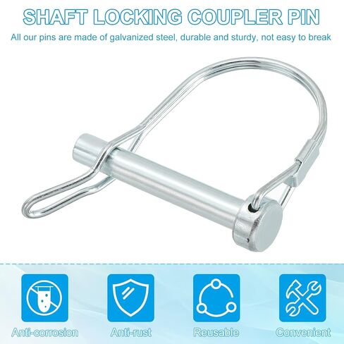 PATIKIL Trailer Coupler Pin 5/16"x2", 4 Pcs Wire Lock D Shape Safety Shaft Locking Round Pto Pins for Farm Trailers Lawn Hitches Garden Tractor Kayak Boat, Silver (8x50mm) in Saudi Arabia