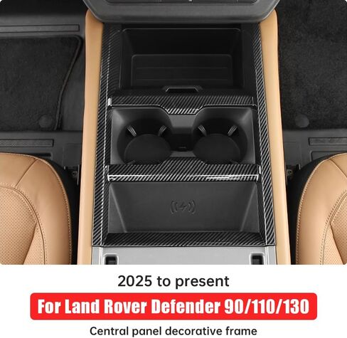 إطار لوحة مركزية لـ 2020-2025، 2026 Land Rover Defender 90 110 130 وحدة التحكم حامل الكأس فتحة لوحة غطاء ناقل الحركة ملحقات التعديل الداخلي (2025-2026 Defender 90، 110، 130) in Kuwait