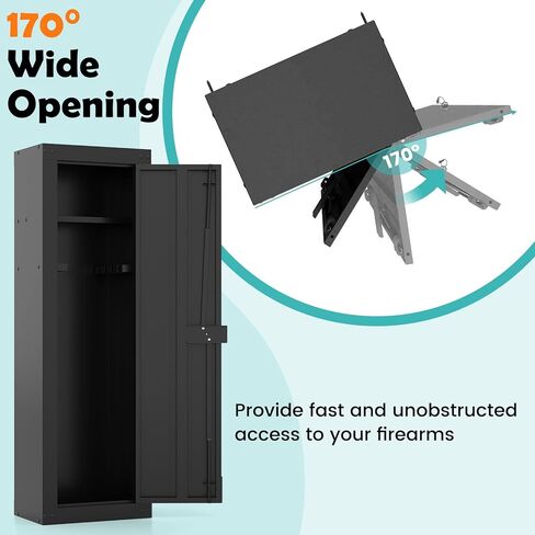 COSTWAY 8 Gun Safe for Rifles and Pistols, Quick Access Long Gun Cabinet for Home with Storage Shelf, EVA Padding, Mechanical Lock and 2 Keys in Saudi Arabia