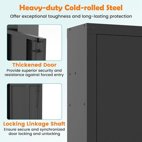 COSTWAY 8 Gun Safe for Rifles and Pistols, Quick Access Long Gun Cabinet for Home with Storage Shelf, EVA Padding, Mechanical Lock and 2 Keys in Saudi Arabia