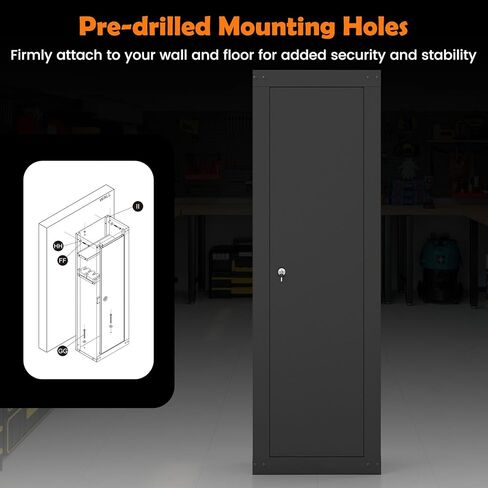 COSTWAY 8 Gun Safe for Rifles and Pistols, Quick Access Long Gun Cabinet for Home with Storage Shelf, EVA Padding, Mechanical Lock and 2 Keys in Saudi Arabia