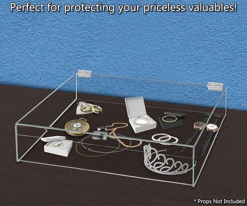 Acrylic Locking Display Case with Keys 18" x 18" x 6" Clear Square Countertop Lucite Tray with Lid for Artifacts Antiques Collectibles Jewelry Currency and Coins by Marketing Holders in Saudi Arabia