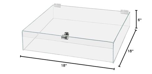 Acrylic Locking Display Case with Keys 18" x 18" x 6" Clear Square Countertop Lucite Tray with Lid for Artifacts Antiques Collectibles Jewelry Currency and Coins by Marketing Holders in Saudi Arabia