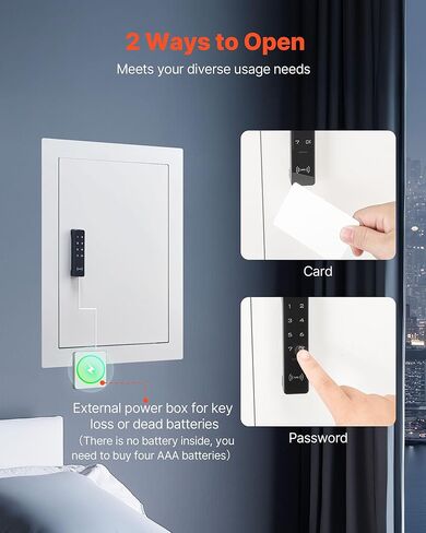 VEVOR 22 بوصة آمن على الحائط، 3 طبقات آمن على الحائط مع كلمة مرور، مفتاح ومقبض دوار، Q235 صندوق داخل الجدار من الفولاذ المدلفن على البارد مع أرفف قابلة للتعديل وفتحات تثبيت للمال والمجوهرات وجواز السفر، أبيض in Saudi Arabia