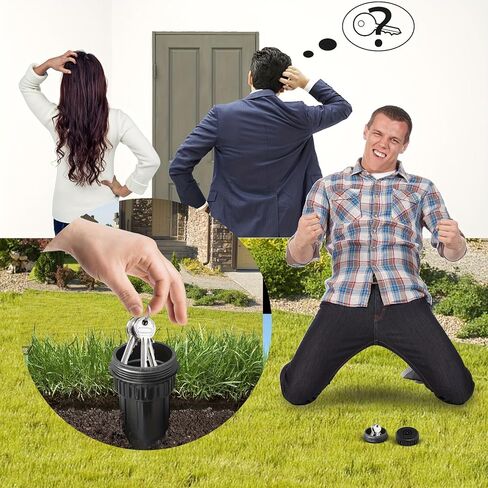 1PC Sprinkler Key Hiding Device Realistic Underground Key Box Waterproof Corrosion Resistant for Gardens Lawns Outdoor Access, Black in Saudi Arabia