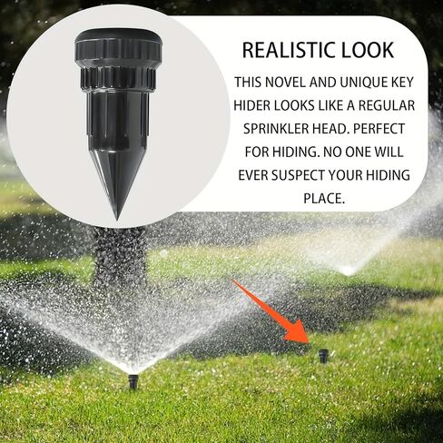 1PC Sprinkler Key Hiding Device Realistic Underground Key Box Waterproof Corrosion Resistant for Gardens Lawns Outdoor Access, Black in Saudi Arabia