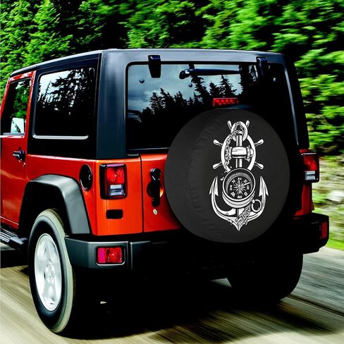 غطاء إطار احتياطي للمقطورة مرساة رائعة وبوصلة أغطية إطارات RV للإطارات القابلة للقطر مقاومة للطقس والغبار عالمية لسيارات الدفع الرباعي والمخيمات ومركبات السفر 12 بوصة 13 بوصة 14 بوصة 15 بوصة 16 بوصة 17 بوصة in Kuwait