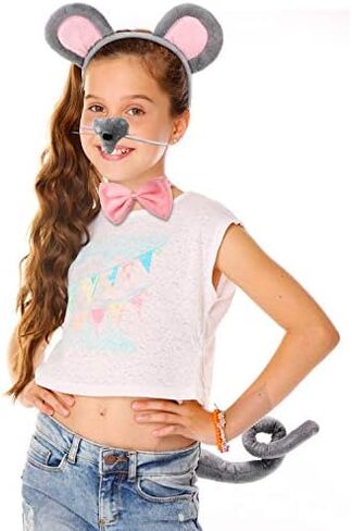 Norme Animal Costume Set Mouse Nose Tail and Bow Tie Animal Dress Costume Kit Accessories for Halloween Cosplay Party in Kuwait