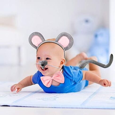 Norme Animal Costume Set Mouse Nose Tail and Bow Tie Animal Dress Costume Kit Accessories for Halloween Cosplay Party in Kuwait
