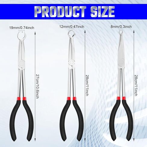 3 Pcs 11" Hose Gripper Plier Set, Black & Red, 5/16-Inch, 1/2-Inch, 3/4-Inch Hose Gripping Pliers for Easy Removal and Installation of Automotive Hoses and Fittings in Kuwait