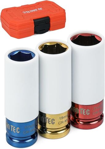 4-piece Impact Lug Nut Socket Set,1/2" Drive, Metric 17-19-21-22 mm, Thin Wall with Colored Covers, 6 Point, Wheel Lug Nut Sockets with Protective Sleeve with Non-Marring Rim Guard in Kuwait