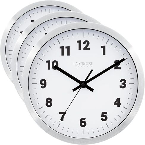 La Crosse Technology 404-2626 La Crosse 10 in Silver Metal Analog Wall Clock with White Dial in Kuwait
