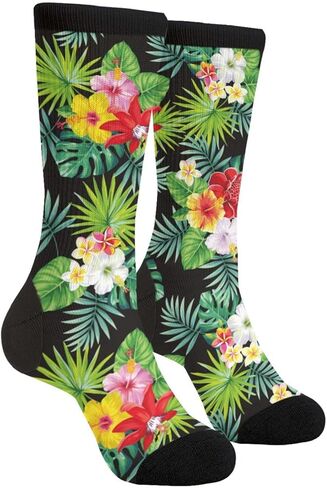 جوارب هاواي على شكل زهور النخيل الاستوائية من Giinly، جوارب دائرية مرحة، هدايا مجنونة للرجال والنساء in Kuwait