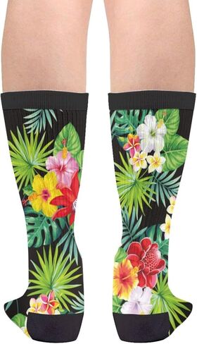 جوارب هاواي على شكل زهور النخيل الاستوائية من Giinly، جوارب دائرية مرحة، هدايا مجنونة للرجال والنساء in Kuwait