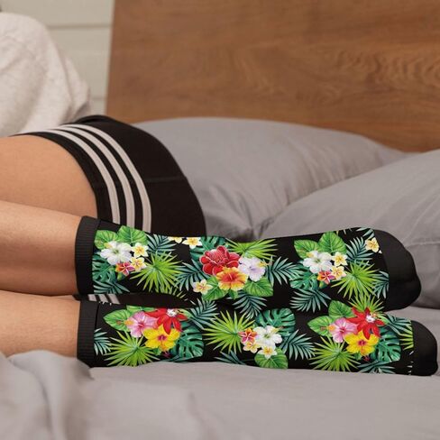 جوارب هاواي على شكل زهور النخيل الاستوائية من Giinly، جوارب دائرية مرحة، هدايا مجنونة للرجال والنساء in Kuwait