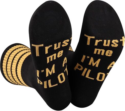 GJTIM Pilot Gift هدية طيران للطيارين الرجال Trust Me I'm A Pilot Socks هدية جوارب جديدة تحت عنوان الطيران (الولايات المتحدة، ألفا، مقاس واحد، عادي، عادي، أنا طيار) in Saudi Arabia
