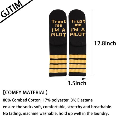 GJTIM Pilot Gift هدية طيران للطيارين الرجال Trust Me I'm A Pilot Socks هدية جوارب جديدة تحت عنوان الطيران (الولايات المتحدة، ألفا، مقاس واحد، عادي، عادي، أنا طيار) in Saudi Arabia