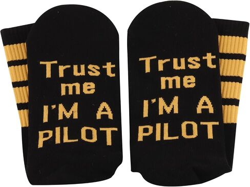 GJTIM Pilot Gift هدية طيران للطيارين الرجال Trust Me I'm A Pilot Socks هدية جوارب جديدة تحت عنوان الطيران (الولايات المتحدة، ألفا، مقاس واحد، عادي، عادي، أنا طيار) in Saudi Arabia