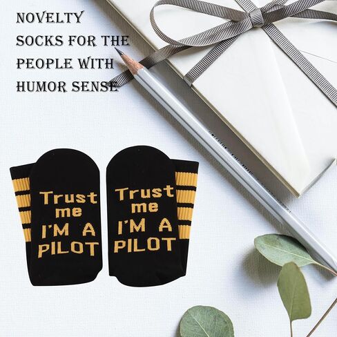 GJTIM Pilot Gift هدية طيران للطيارين الرجال Trust Me I'm A Pilot Socks هدية جوارب جديدة تحت عنوان الطيران (الولايات المتحدة، ألفا، مقاس واحد، عادي، عادي، أنا طيار) in Saudi Arabia