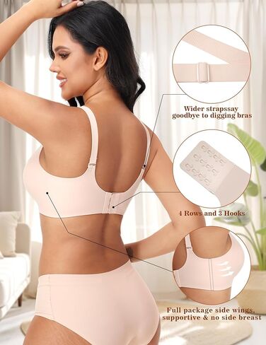 PoseFree Jelly Wireless Bra for Women No Underwire - Comfortable Seamless Full Support & Soft Padded Non-Slip Daily Wear Bras for Older Women Nude in Saudi Arabia