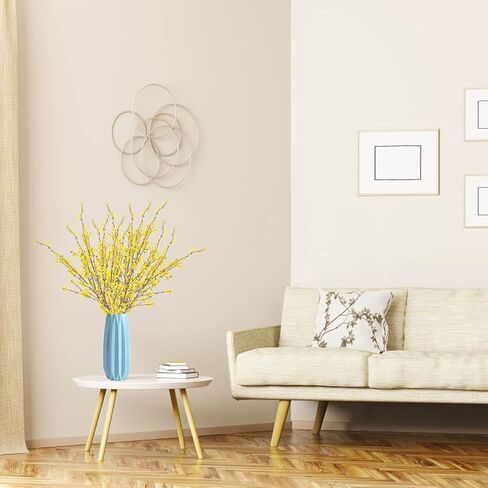 FQQWEE 6 قطع من فروع زهرة فورسيثيا الاصطناعية بطول 99 سم ​​من زهور الياسمين الصفراء الاصطناعية ينبع من الحرير الشتوي والربيعي باقات زهور فورسيثيا لترتيب الزهور وديكور منزلي للزفاف in Kuwait