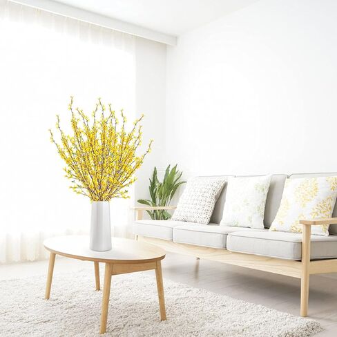 FQQWEE 6 قطع من فروع زهرة فورسيثيا الاصطناعية بطول 99 سم ​​من زهور الياسمين الصفراء الاصطناعية ينبع من الحرير الشتوي والربيعي باقات زهور فورسيثيا لترتيب الزهور وديكور منزلي للزفاف in Kuwait