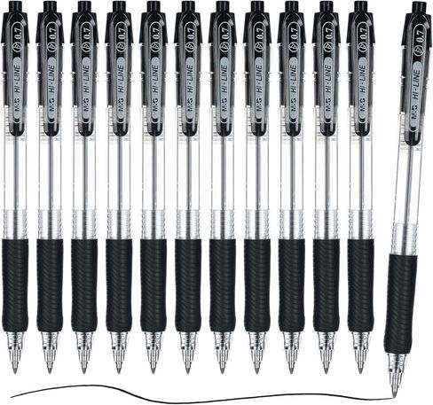 M&G Ballpoint Pens, Black Ink Roller Ball Pens Fine Point 0.7mm, Retractable Ballpoint Pens Bulk Smooth Writing with Soft Anti-Slip Grip for Note Taking Office School Women Men (12 Pack) in Saudi Arabia