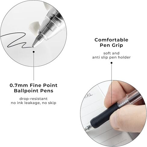 M&G Ballpoint Pens, Black Ink Roller Ball Pens Fine Point 0.7mm, Retractable Ballpoint Pens Bulk Smooth Writing with Soft Anti-Slip Grip for Note Taking Office School Women Men (12 Pack) in Saudi Arabia