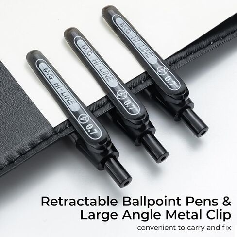 M&G Ballpoint Pens, Black Ink Roller Ball Pens Fine Point 0.7mm, Retractable Ballpoint Pens Bulk Smooth Writing with Soft Anti-Slip Grip for Note Taking Office School Women Men (12 Pack) in Saudi Arabia