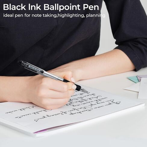 M&G Ballpoint Pens, Black Ink Roller Ball Pens Fine Point 0.7mm, Retractable Ballpoint Pens Bulk Smooth Writing with Soft Anti-Slip Grip for Note Taking Office School Women Men (12 Pack) in Saudi Arabia
