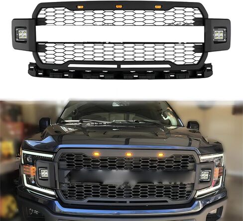 Bewild المصد الأمامي مصبغة الشواية مع أضواء جانبية تناسب 2018 2019 2020 Ford F150 F-150 بيك اب استبدال الشبكة الأمامية in Kuwait