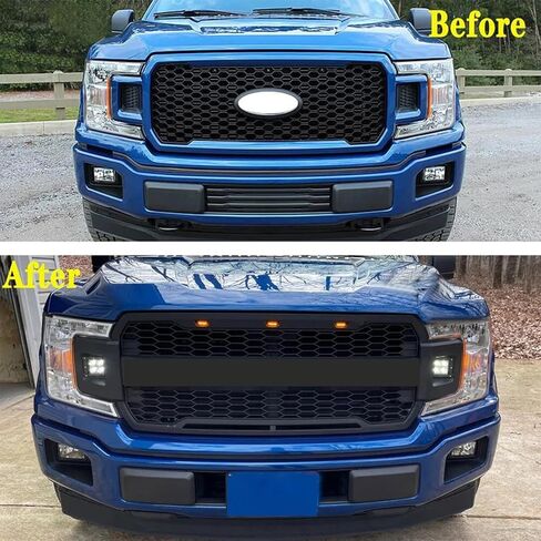 Bewild المصد الأمامي مصبغة الشواية مع أضواء جانبية تناسب 2018 2019 2020 Ford F150 F-150 بيك اب استبدال الشبكة الأمامية in Kuwait